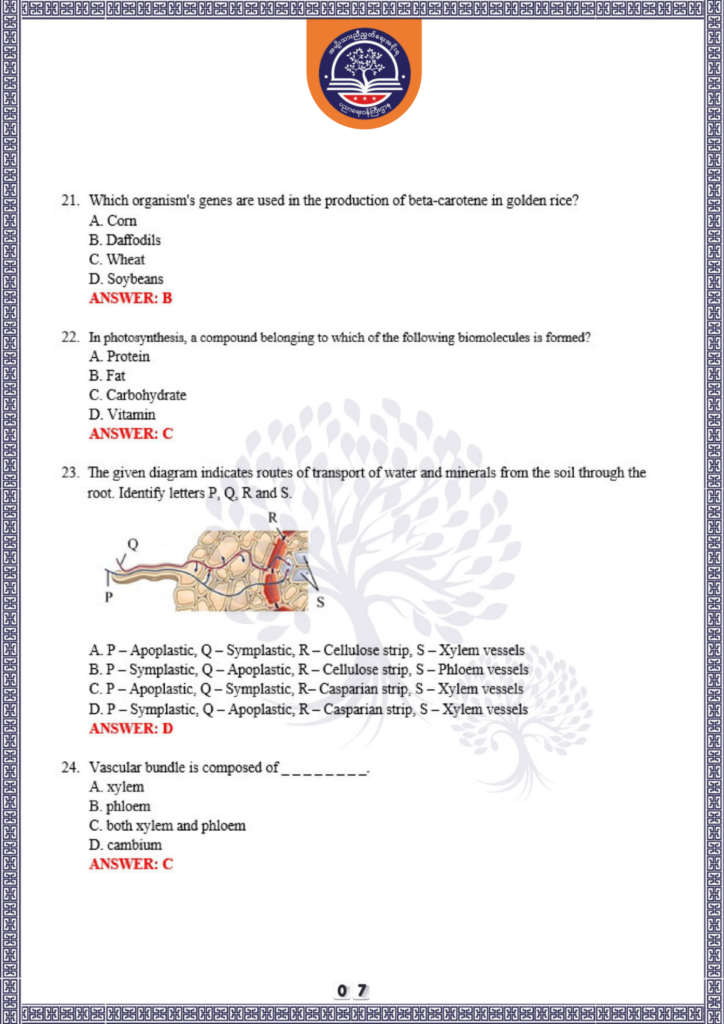 ပညာရေးဝန်ကြီးဌာန https://moe.nugmyanmar.org/be/sample-questions/2025/biology/