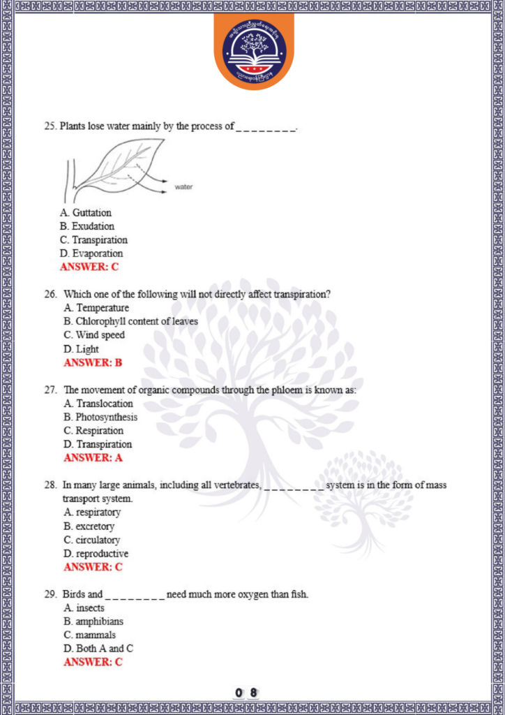 ပညာရေးဝန်ကြီးဌာန https://moe.nugmyanmar.org/be/sample-questions/2025/biology/