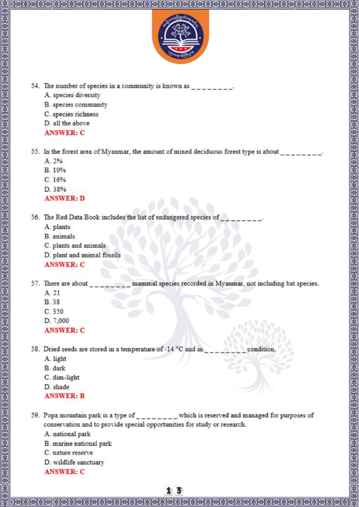 ပညာရေးဝန်ကြီးဌာန https://moe.nugmyanmar.org/be/sample-questions/2025/biology/