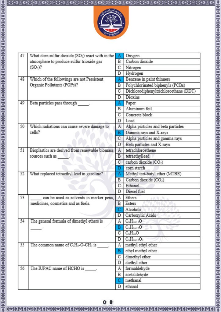 ပညာရေးဝန်ကြီးဌာန https://moe.nugmyanmar.org/be/sample-questions/2025/chemistry/