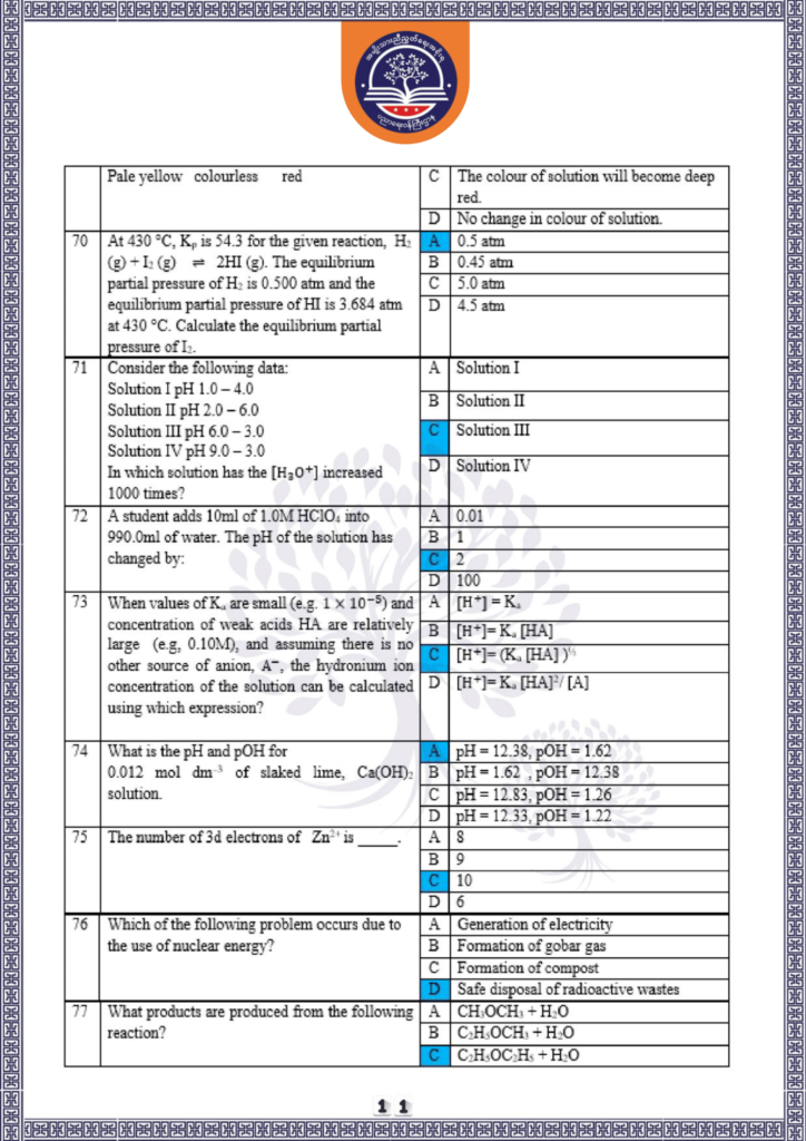 ပညာရေးဝန်ကြီးဌာန https://moe.nugmyanmar.org/be/sample-questions/2025/chemistry/