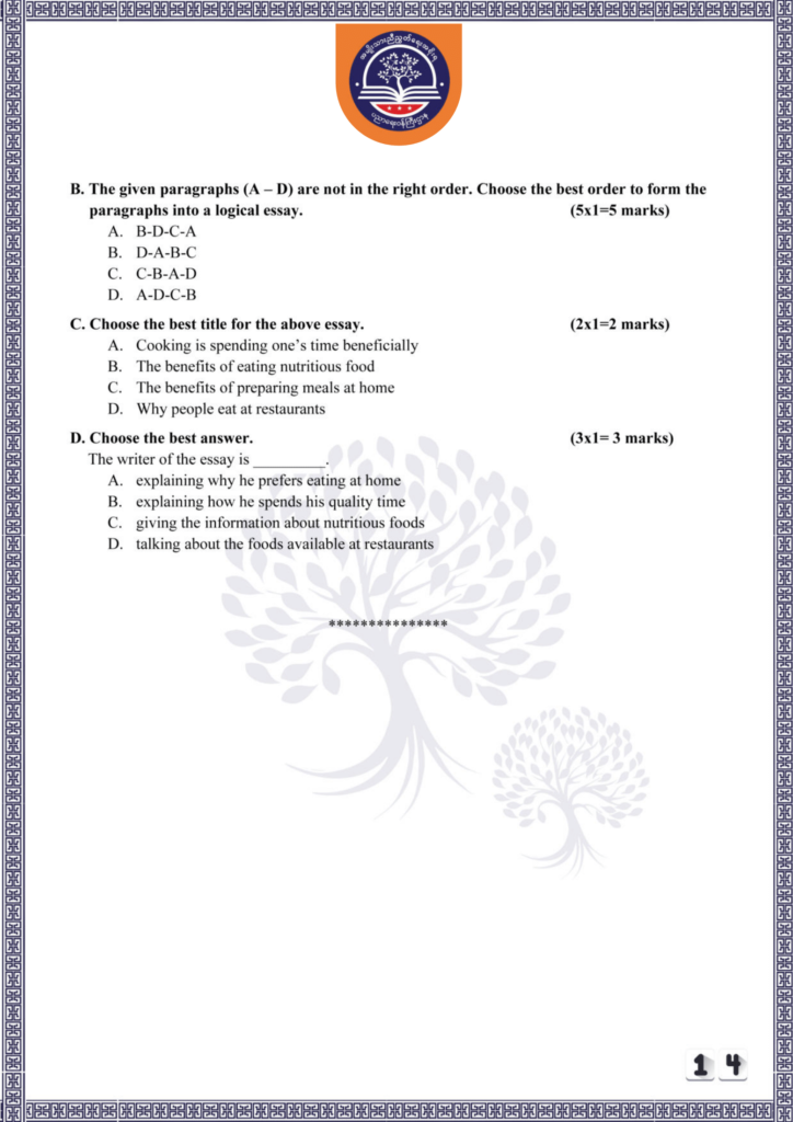 ပညာရေးဝန်ကြီးဌာန https://moe.nugmyanmar.org/be/sample-questions/2025/english/