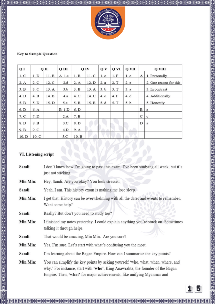 ပညာရေးဝန်ကြီးဌာန https://moe.nugmyanmar.org/be/sample-questions/2025/english/