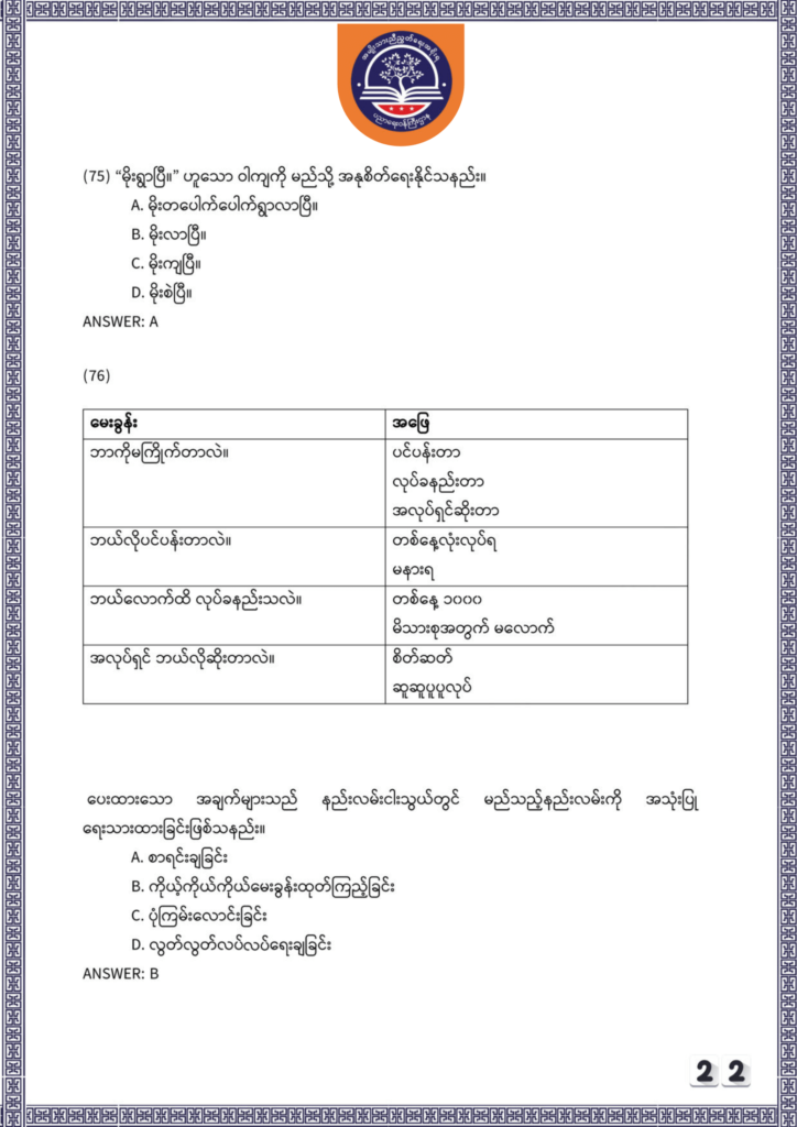 ပညာရေးဝန်ကြီးဌာန https://moe.nugmyanmar.org/be/sample-questions/2025/myanmar/