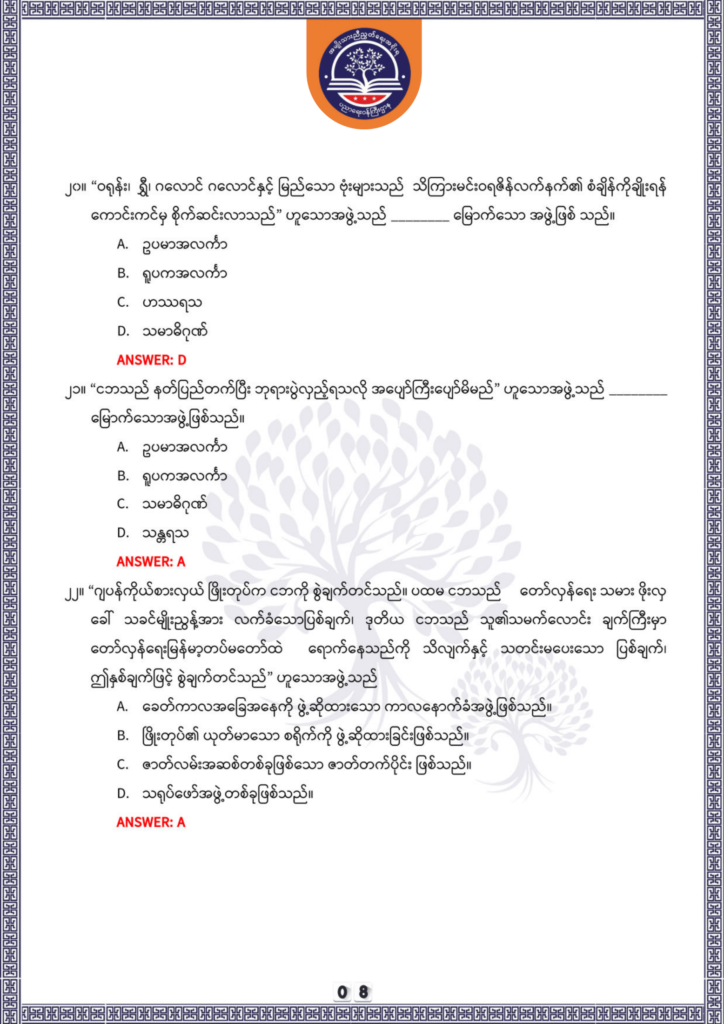 ပညာရေးဝန်ကြီးဌာန https://moe.nugmyanmar.org/be/sample-questions/2025/optionalmyanmar/
