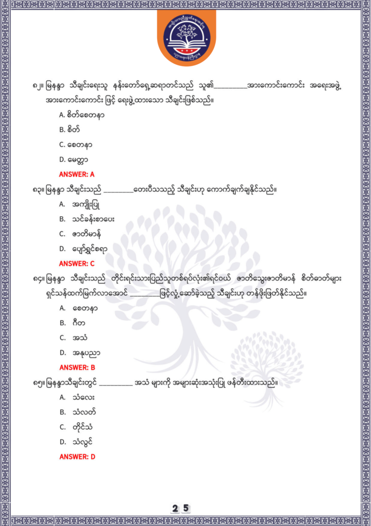 ပညာရေးဝန်ကြီးဌာန https://moe.nugmyanmar.org/be/sample-questions/2025/optionalmyanmar/