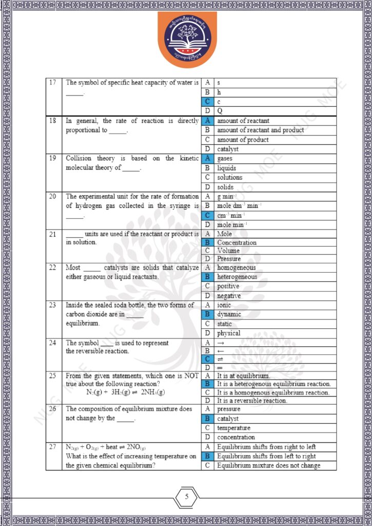 ပညာရေးဝန်ကြီးဌာန https://moe.nugmyanmar.org/msg-to-people/beca-sample-question-chemistry-2026/