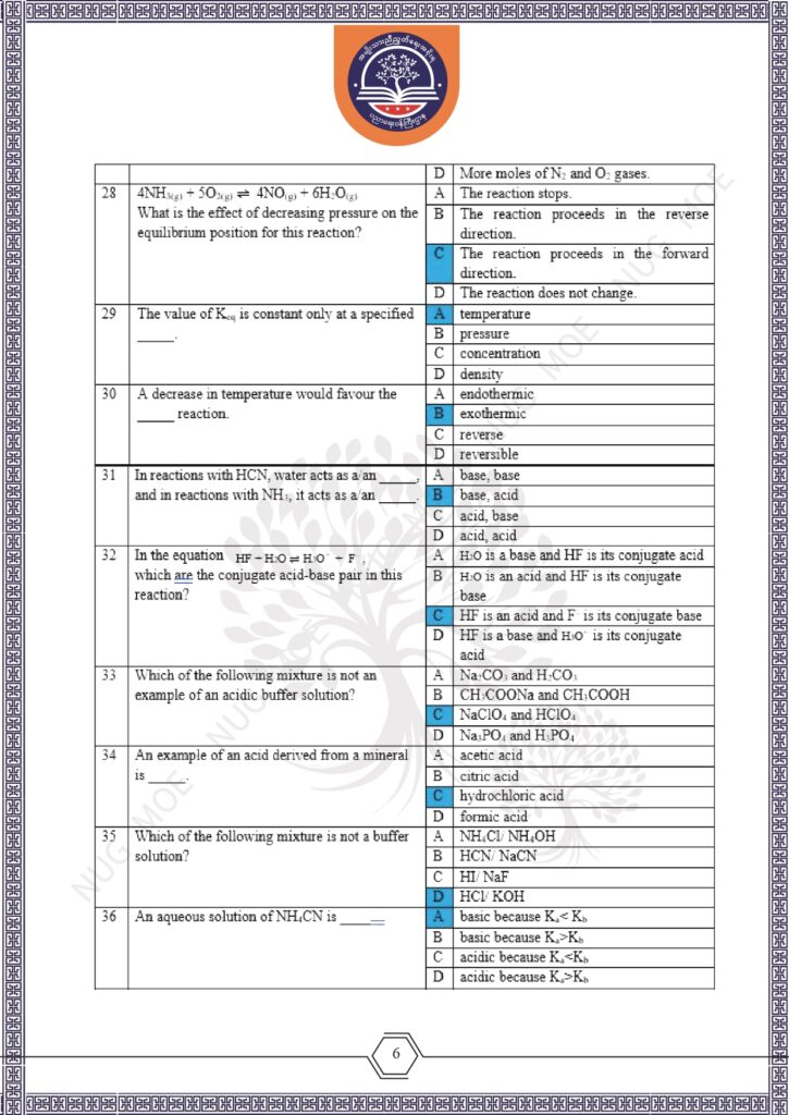 ပညာရေးဝန်ကြီးဌာန https://moe.nugmyanmar.org/msg-to-people/beca-sample-question-chemistry-2026/